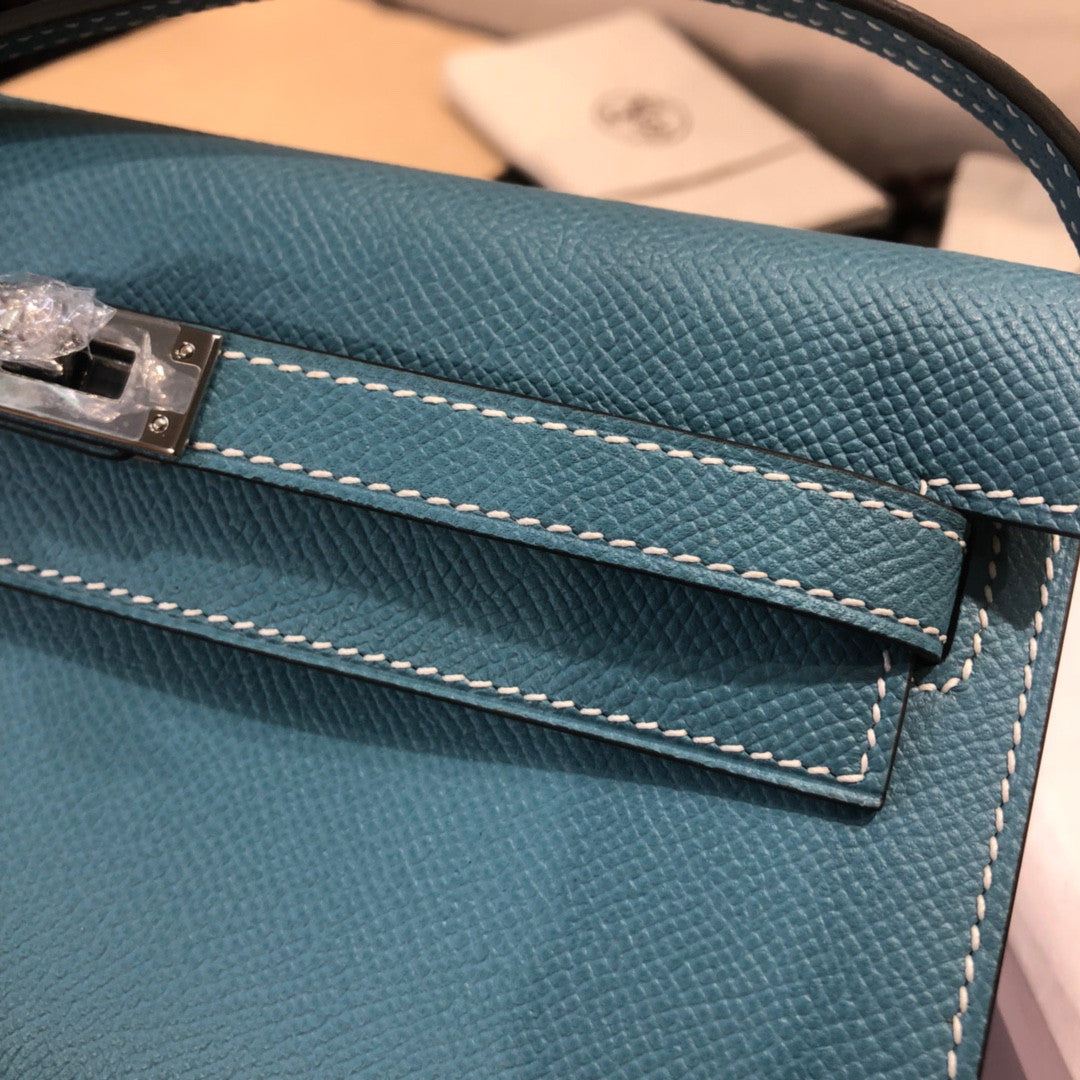 Hermes Kelly Pochette In Sky Blue