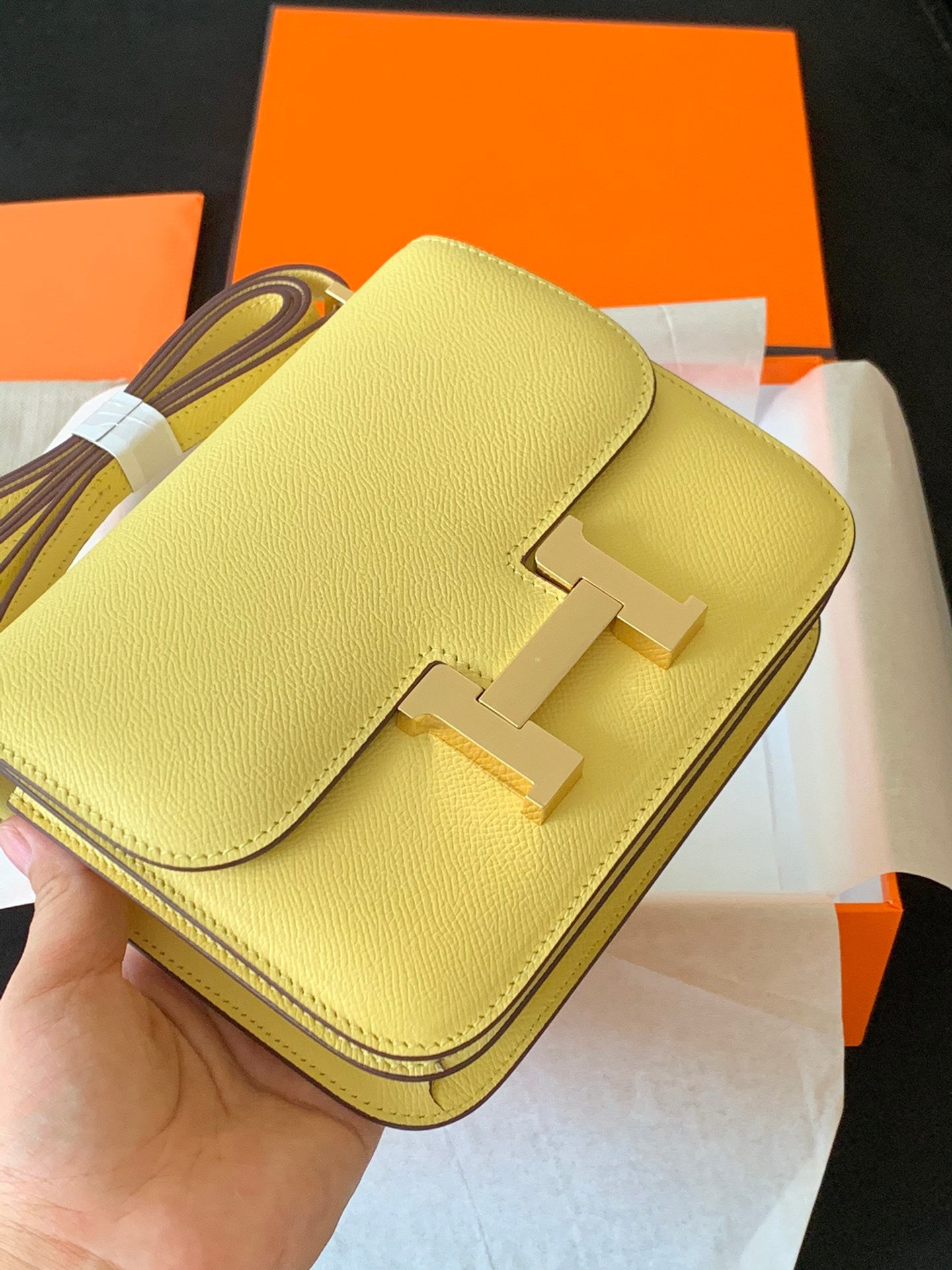 Hermes Constance bag yellow