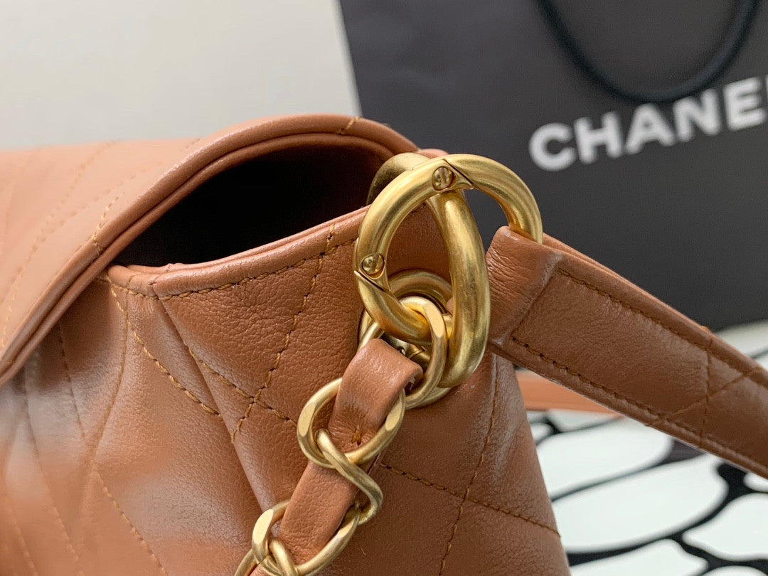 Chanel Hobo Tan Leather Handbag