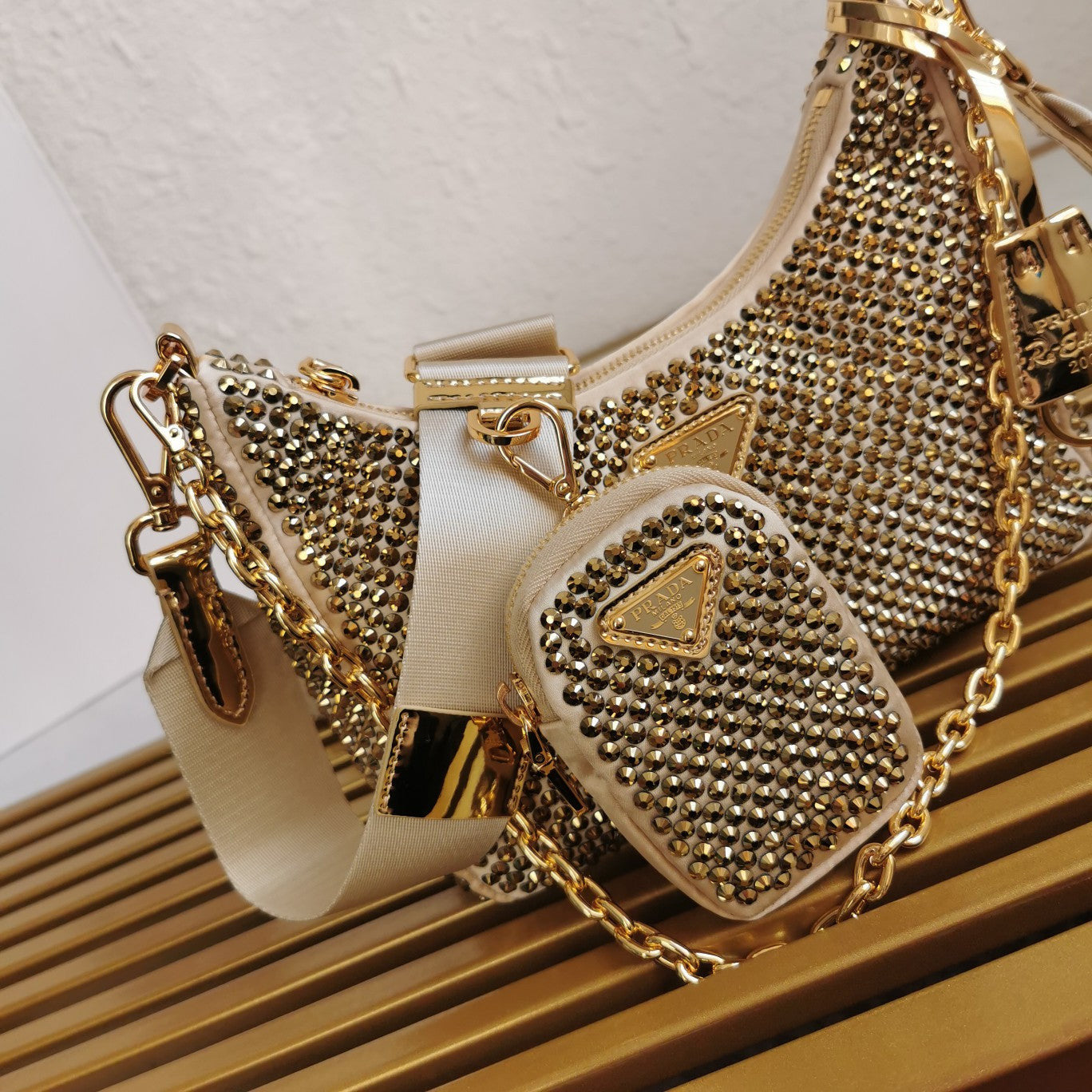 Re-Edition 2005 Shoulder Bag in Satin & Crystals