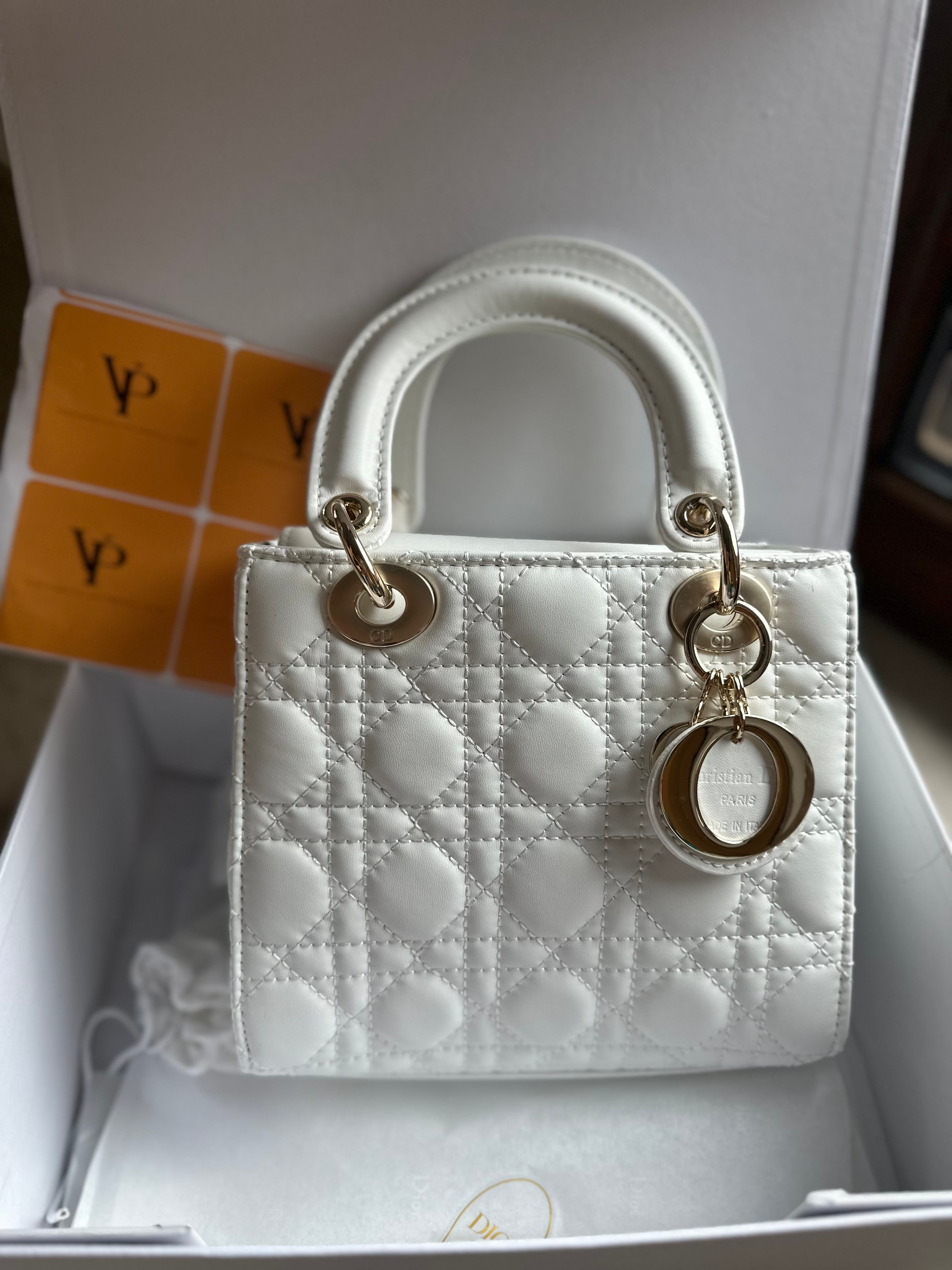 Lady Dior bag in white