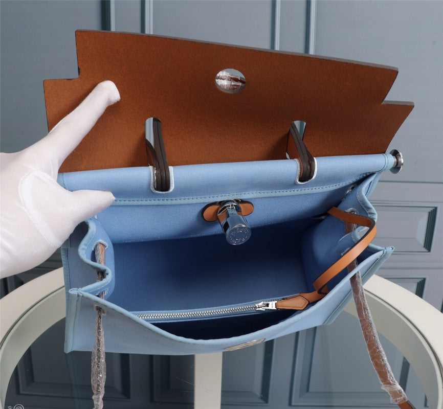 Hermes Herbag blue canvas