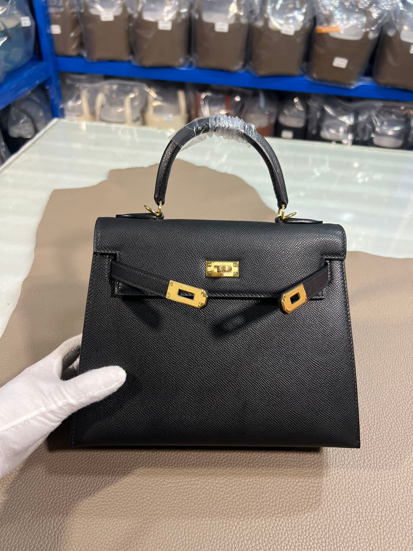 Hermes Kelly Epsom black leather