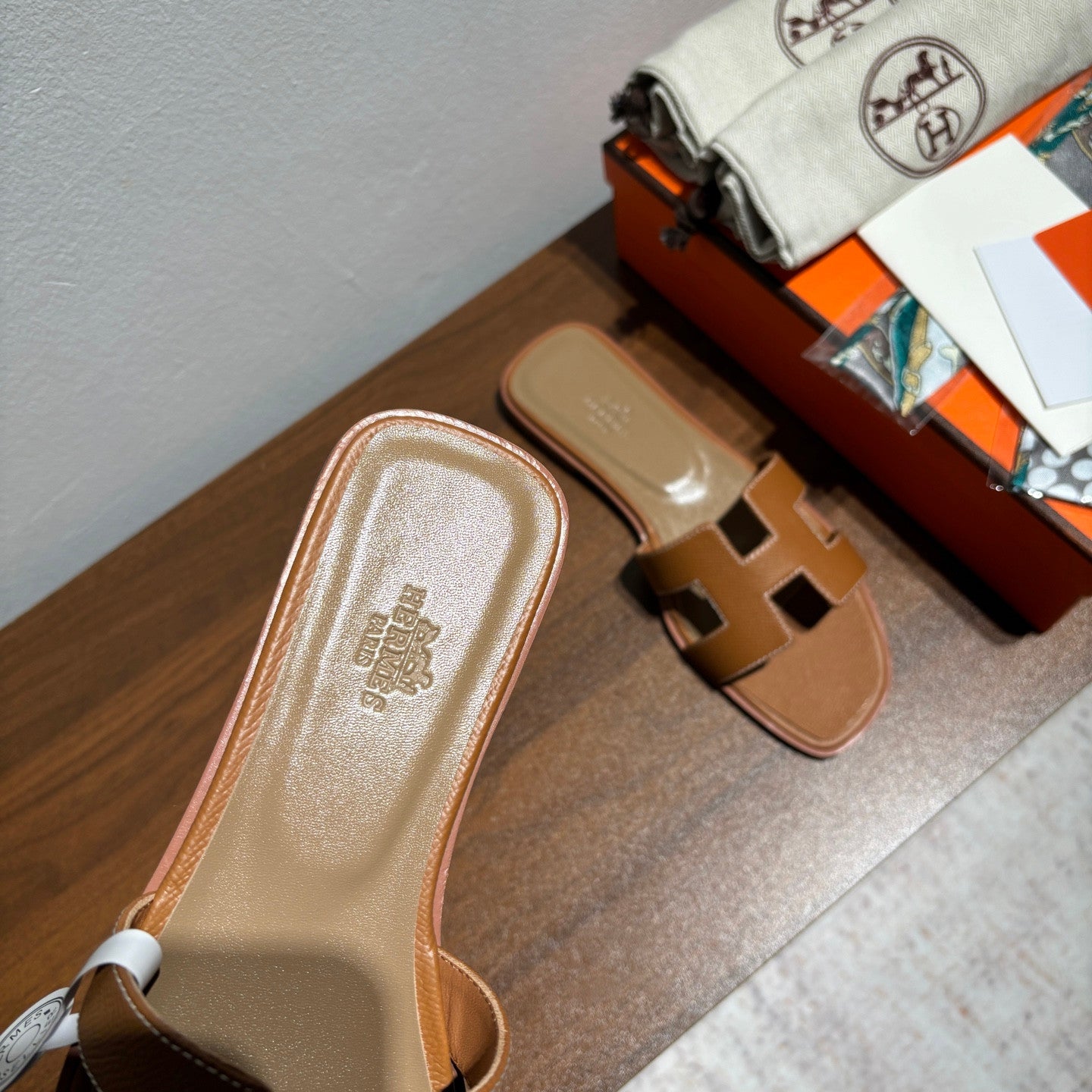 Hermes sandals tan