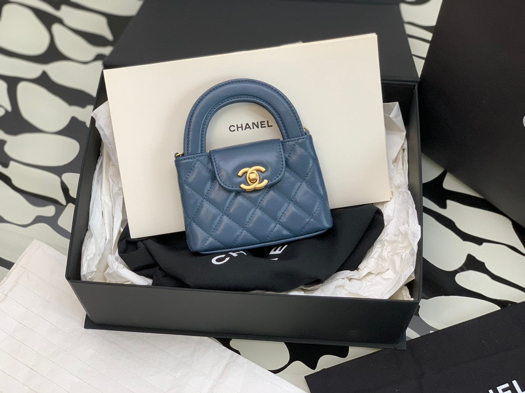 CC Kelly Tote Small Blue Lambskin Gold Hardware