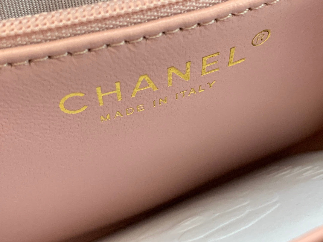 Light Pink Shiny Aged Calfskin Nano Kelly Mini Shopper