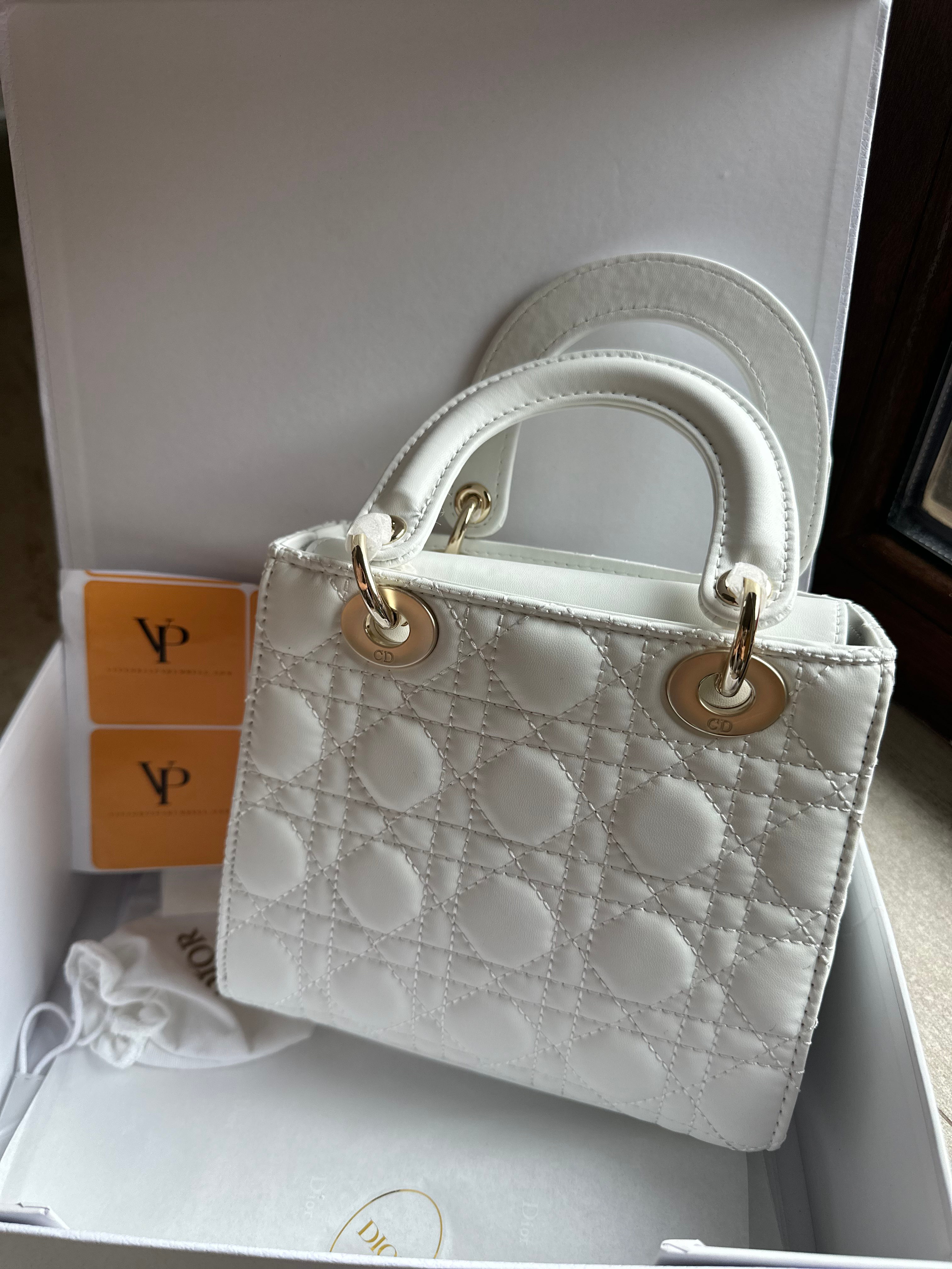 Lady Dior bag in white