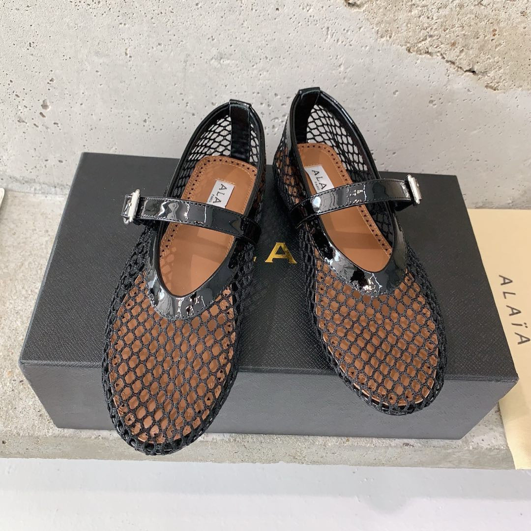 Alaia fishnet ballet flats
