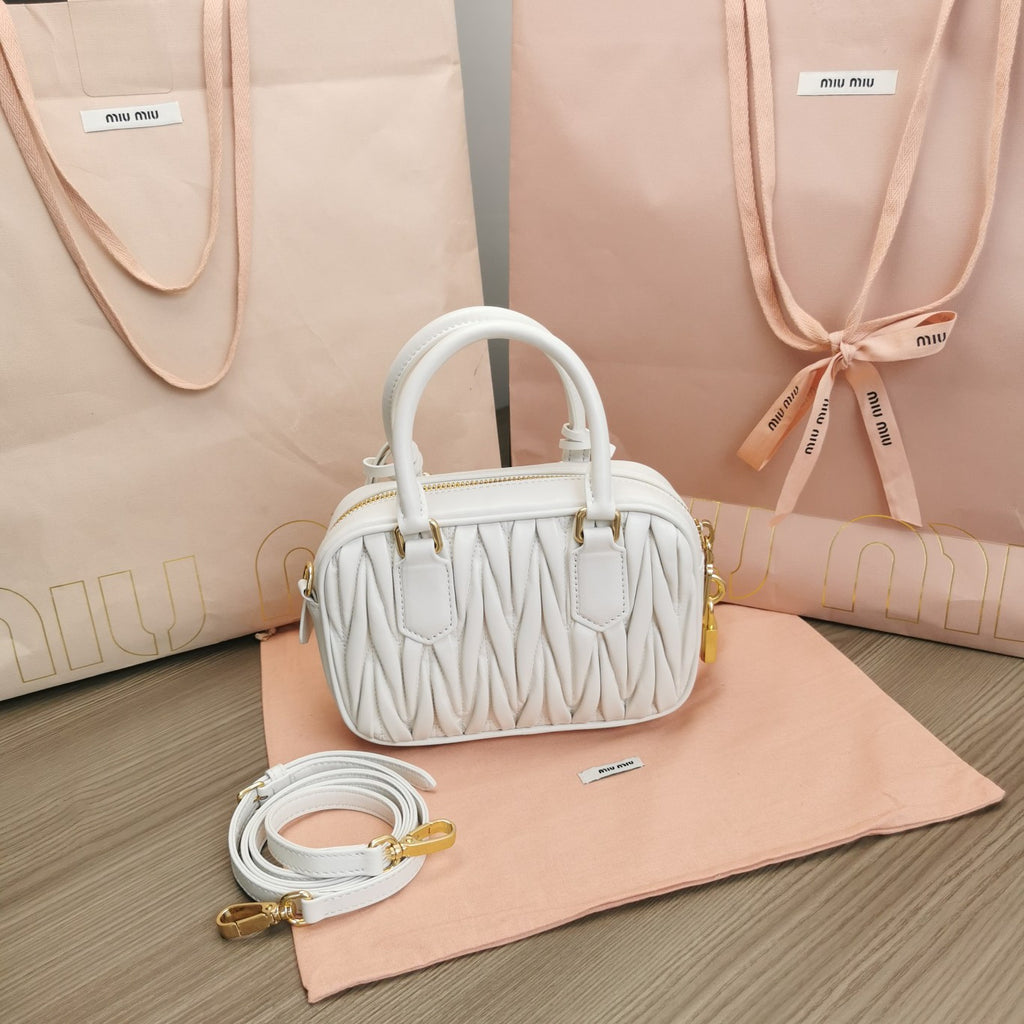 Miu Miu Metalasse white bag