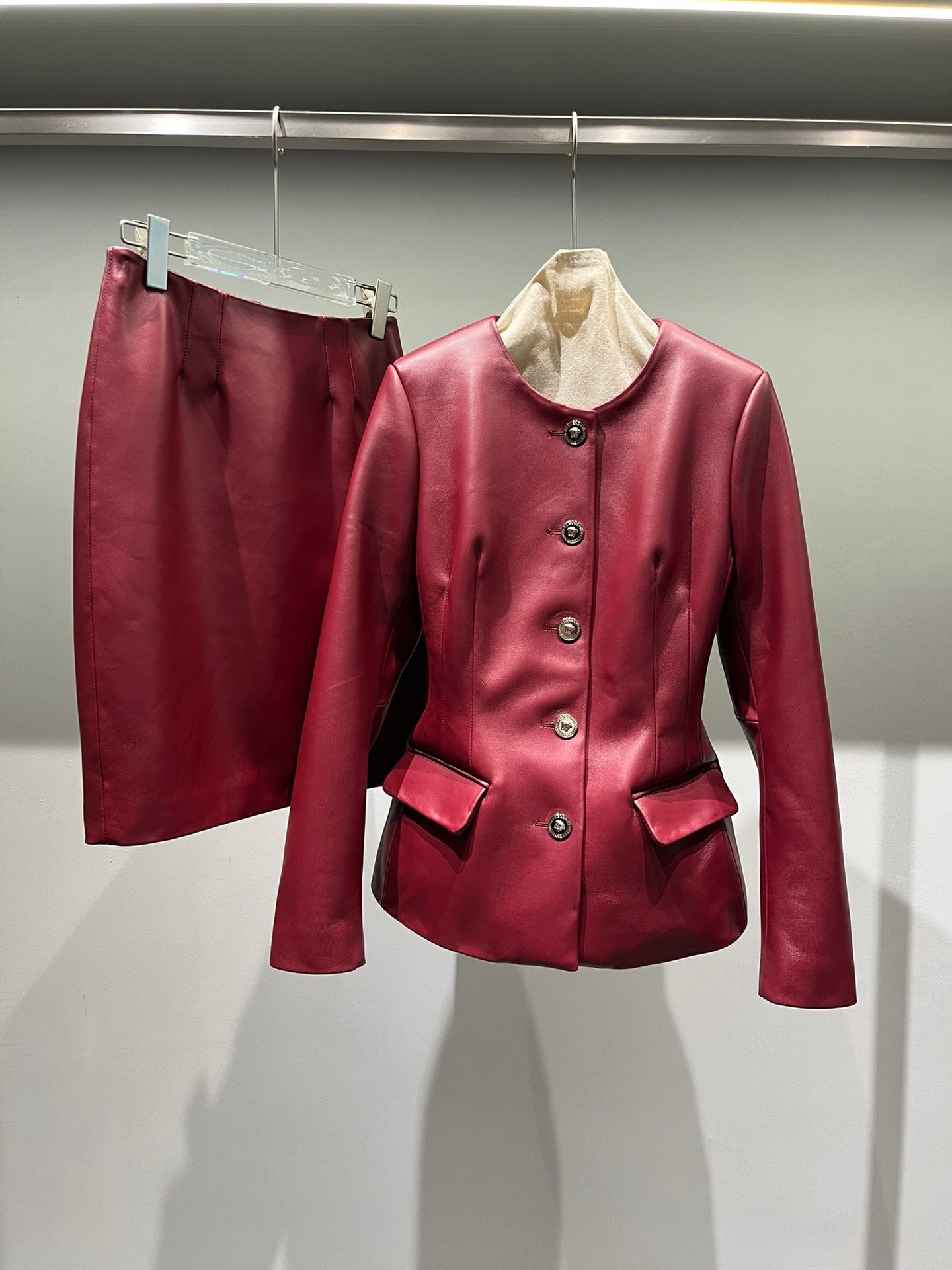 Versace Leather Skirt And Jacket