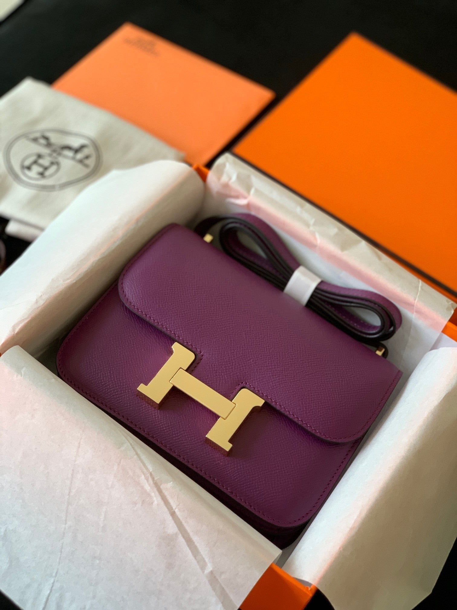 Hermes Constance bag purple