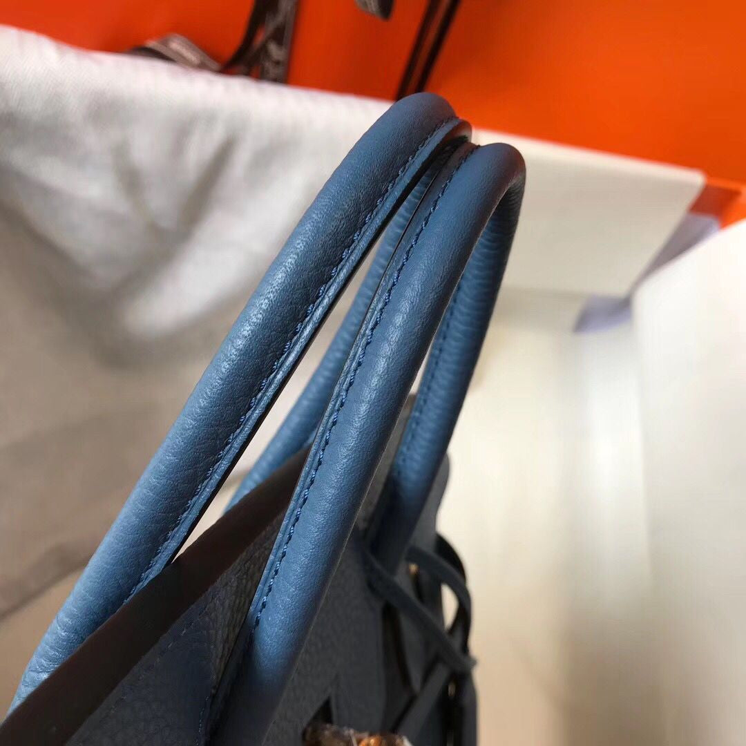 Hermes Birkin In Blue Agate Clemence Leather GHW