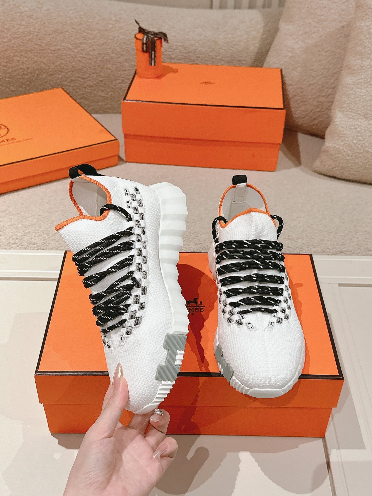 Hermes trainers white