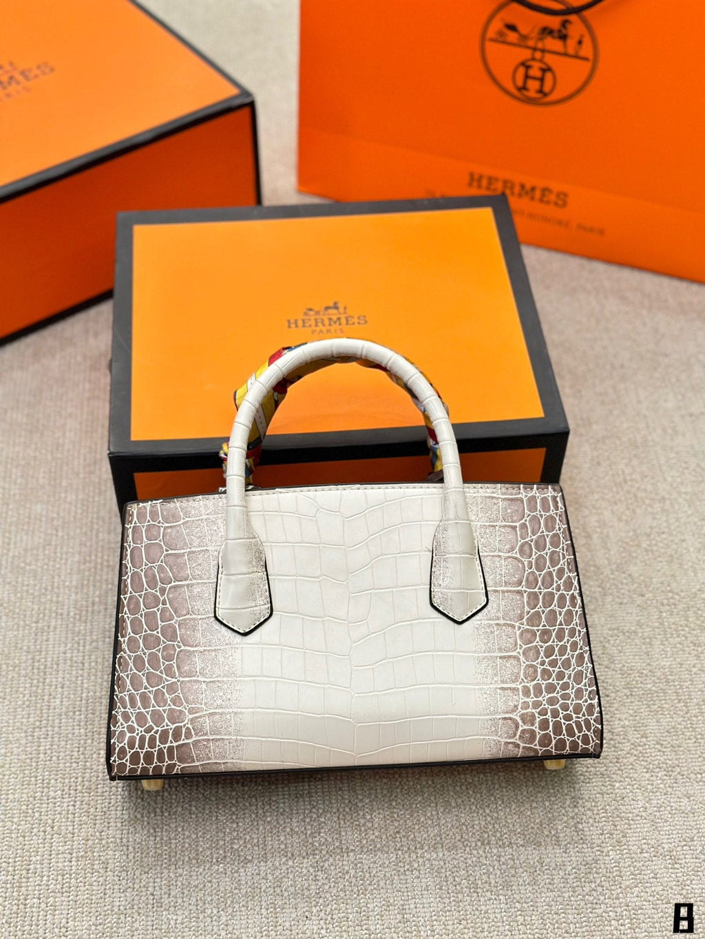 Geantă Hermes din piele crocodil alb