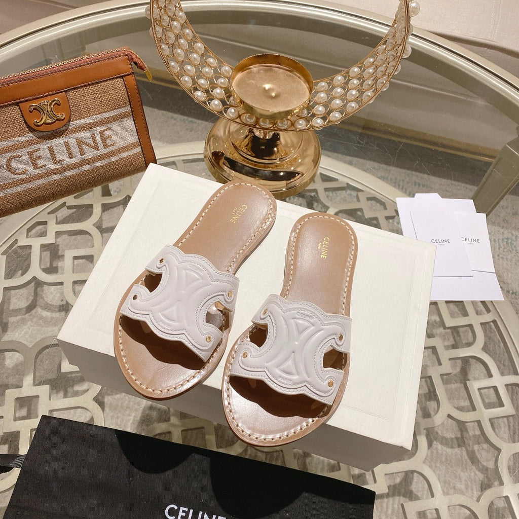 Papuci Celine albi