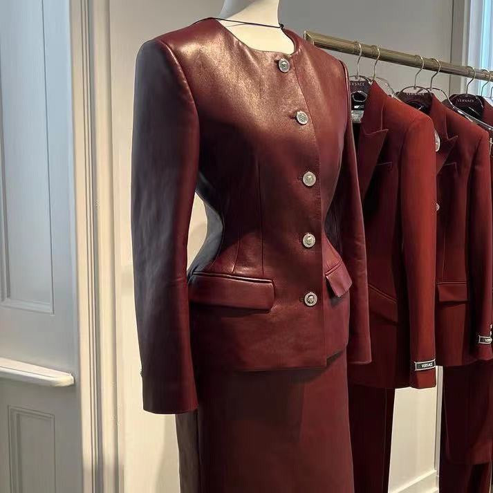 Versace Leather Skirt And Jacket
