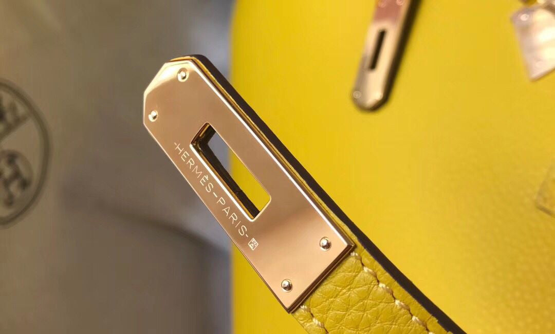 Hermes Birkin In Yellow Clemence Leather GHW