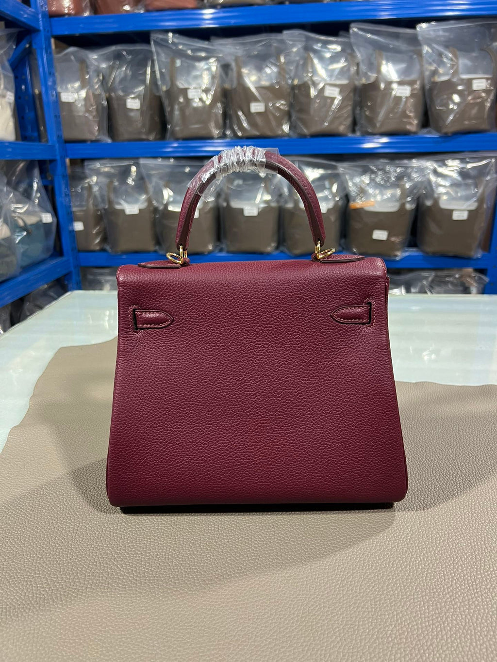 Hermes Kelly Epsom burgundy leather