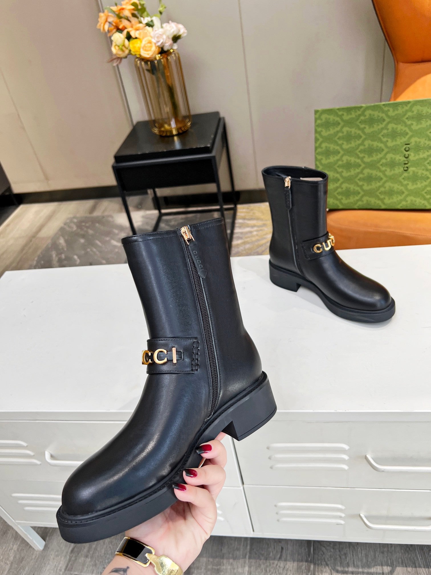 Ghete de călărie din piele Gucci