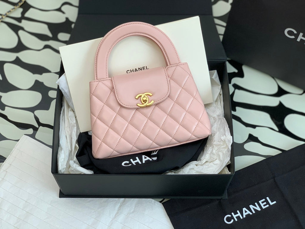 Light Pink Shiny Aged Calfskin Nano Kelly Mini Shopper