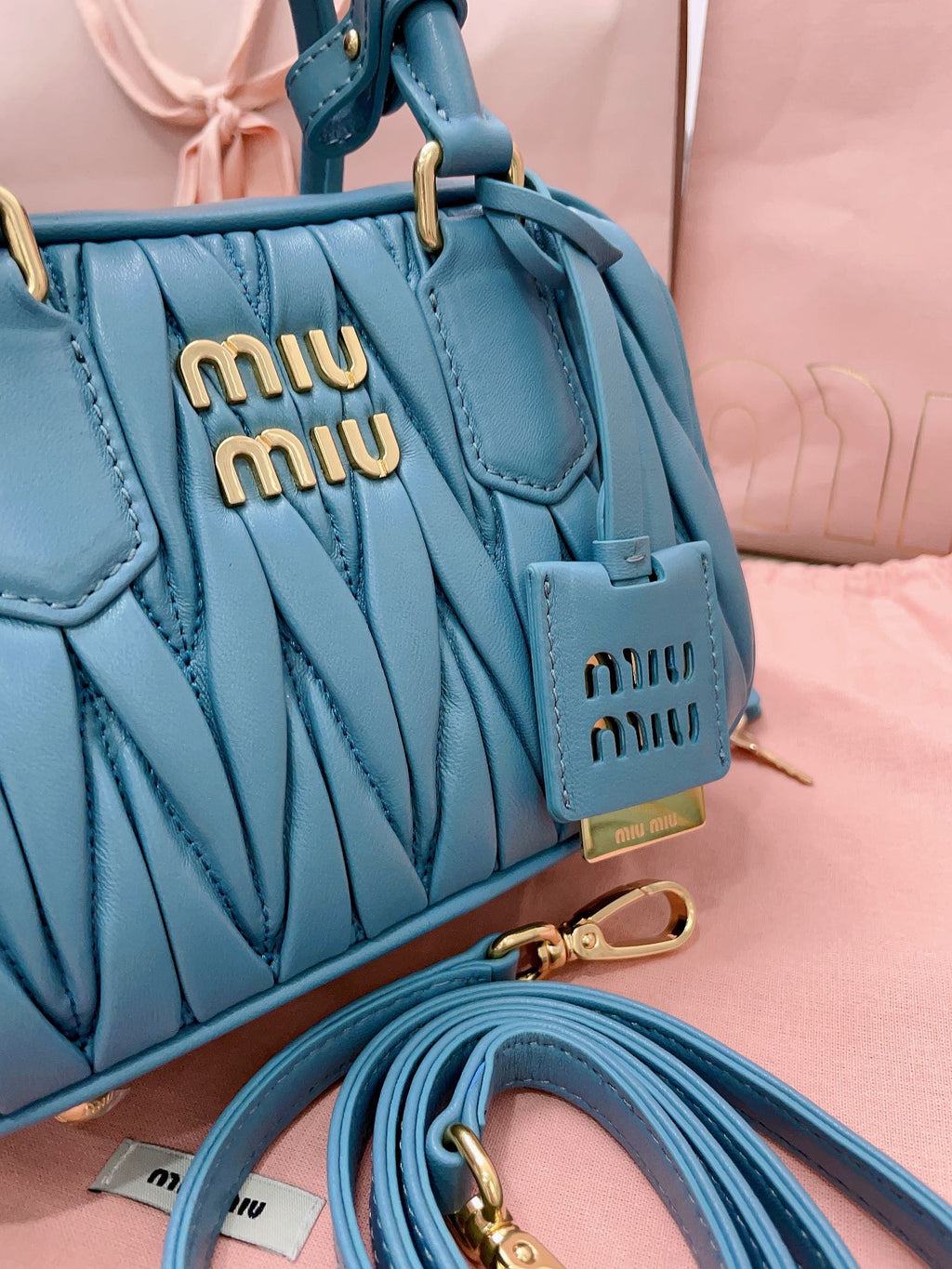 Miu Miu Matelasse bag blue