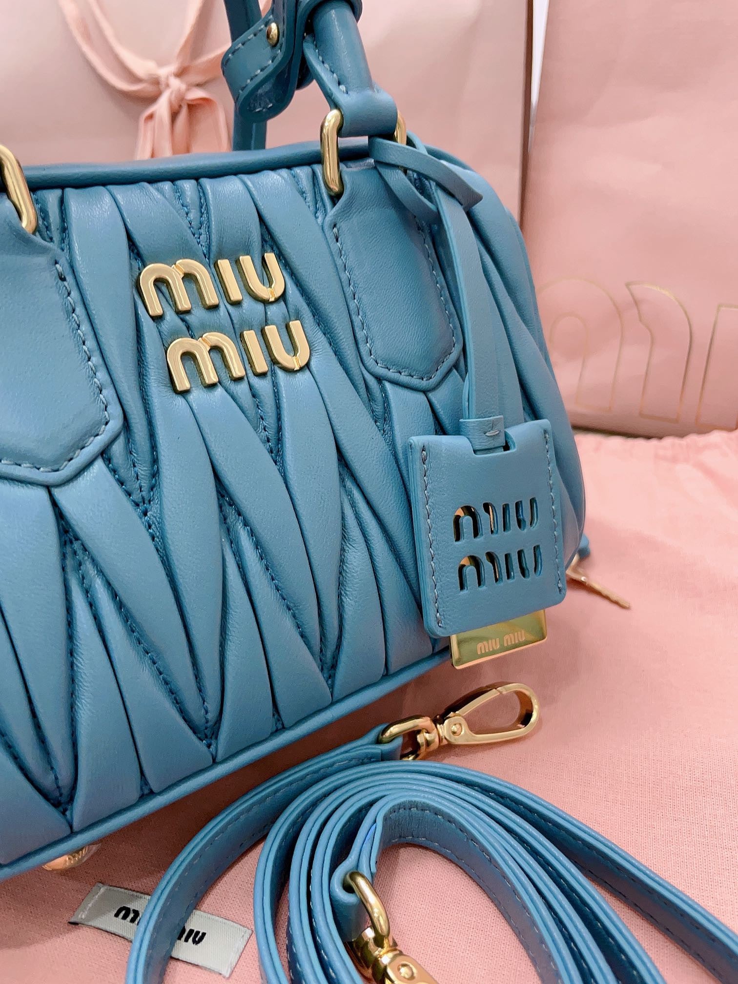 Miu Miu Matelasse bag blue