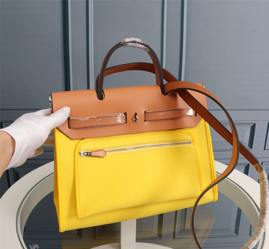 Hermes Herbag yellow canvas