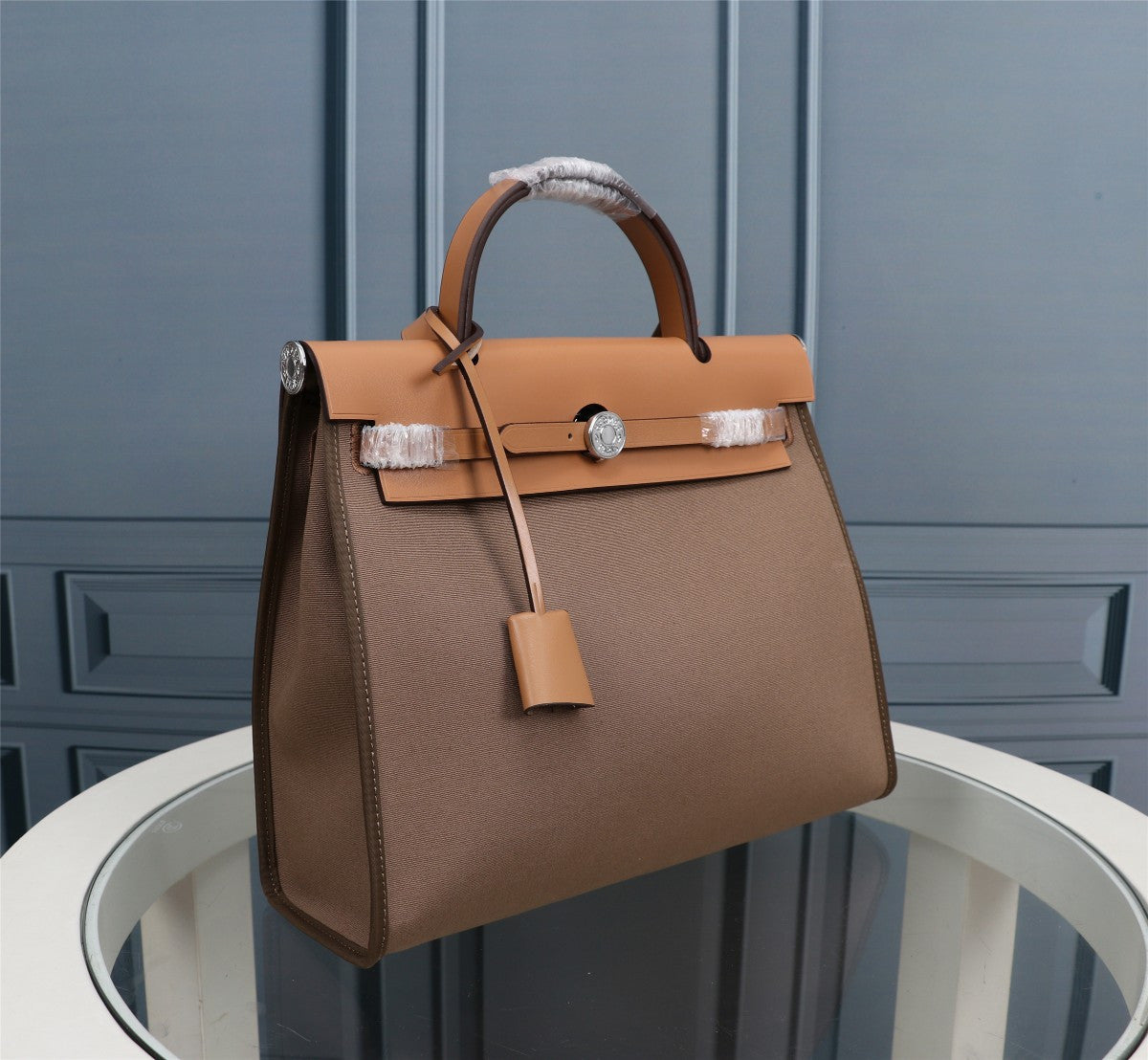 Hermes Herbag tan canvas