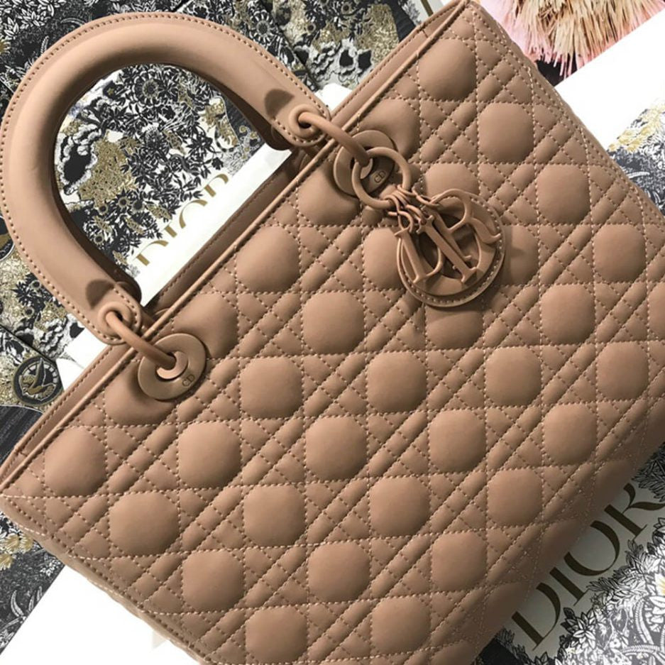 Large Lady Dior Bag in Nude