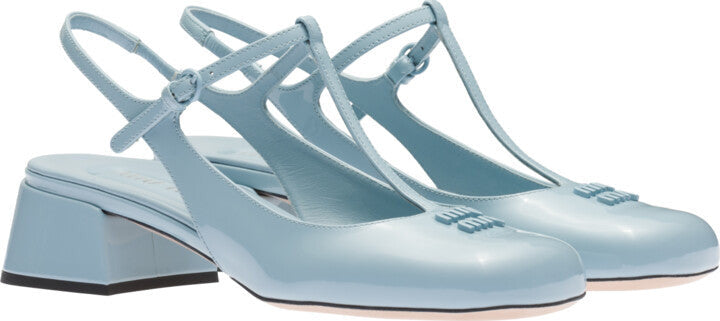 Pantofi cu slingback din piele lăcuită
