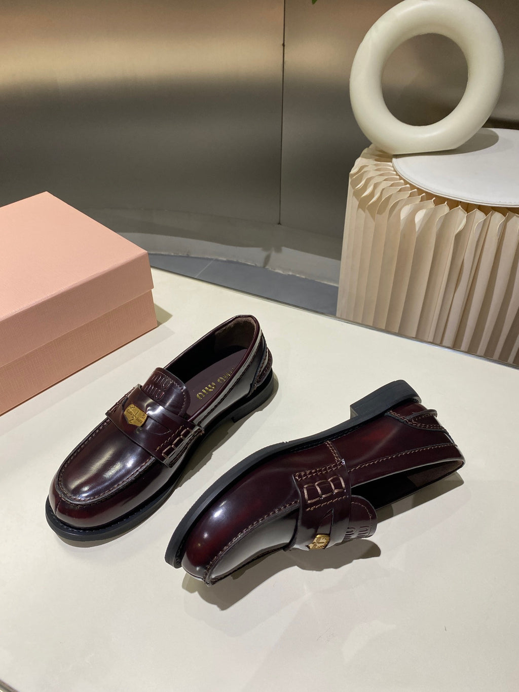 Miu Miu Loafers In Bordo