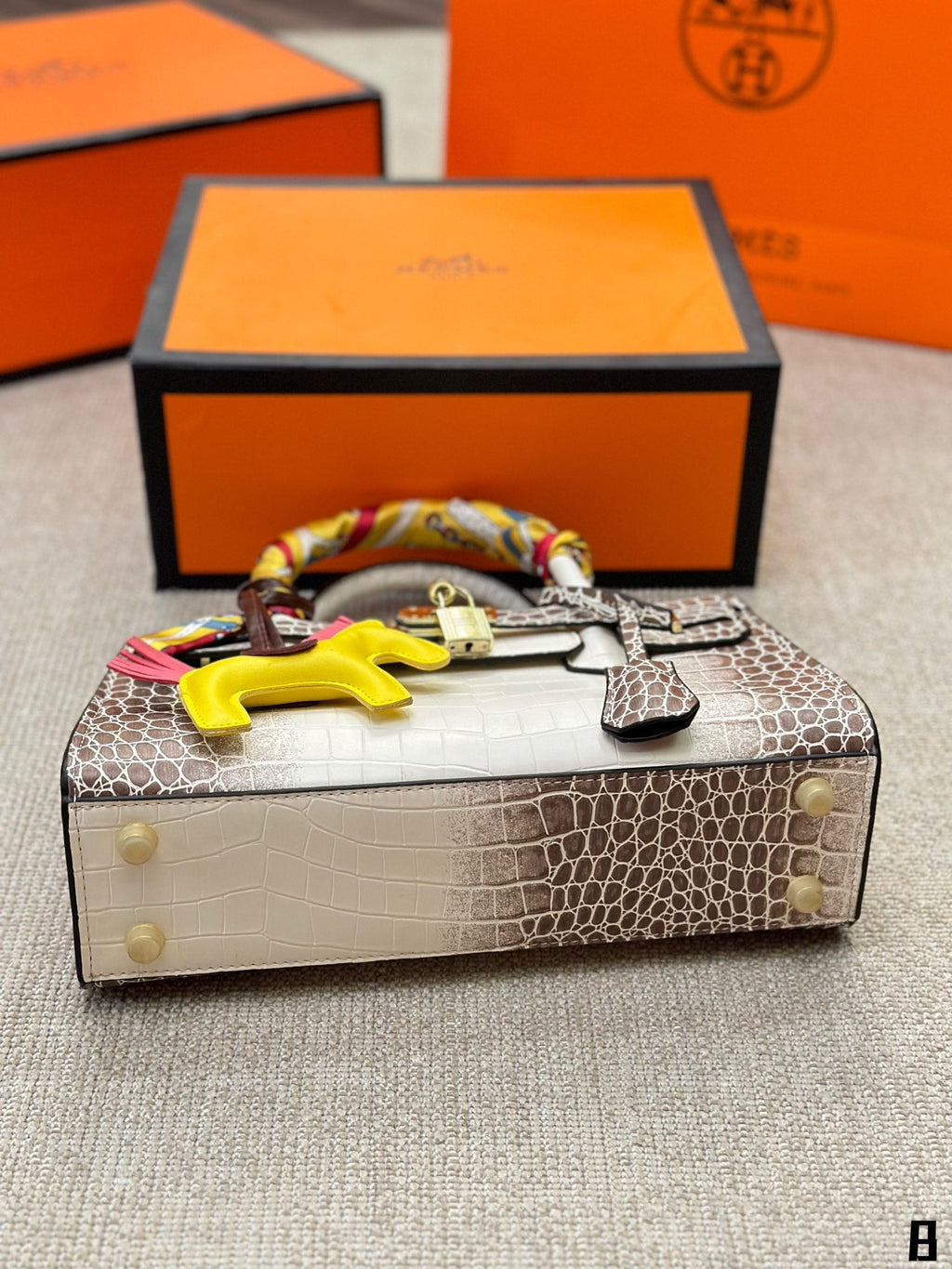 Geantă Hermes din piele crocodil alb
