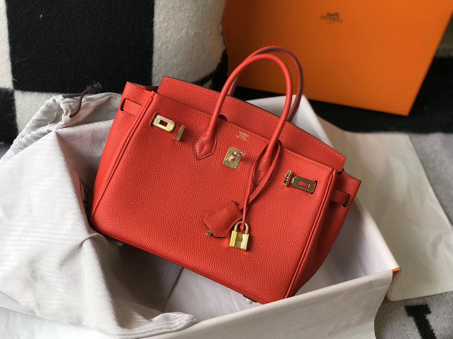 Hermes Birkin In Rouge Piment Clemence Leather GHW