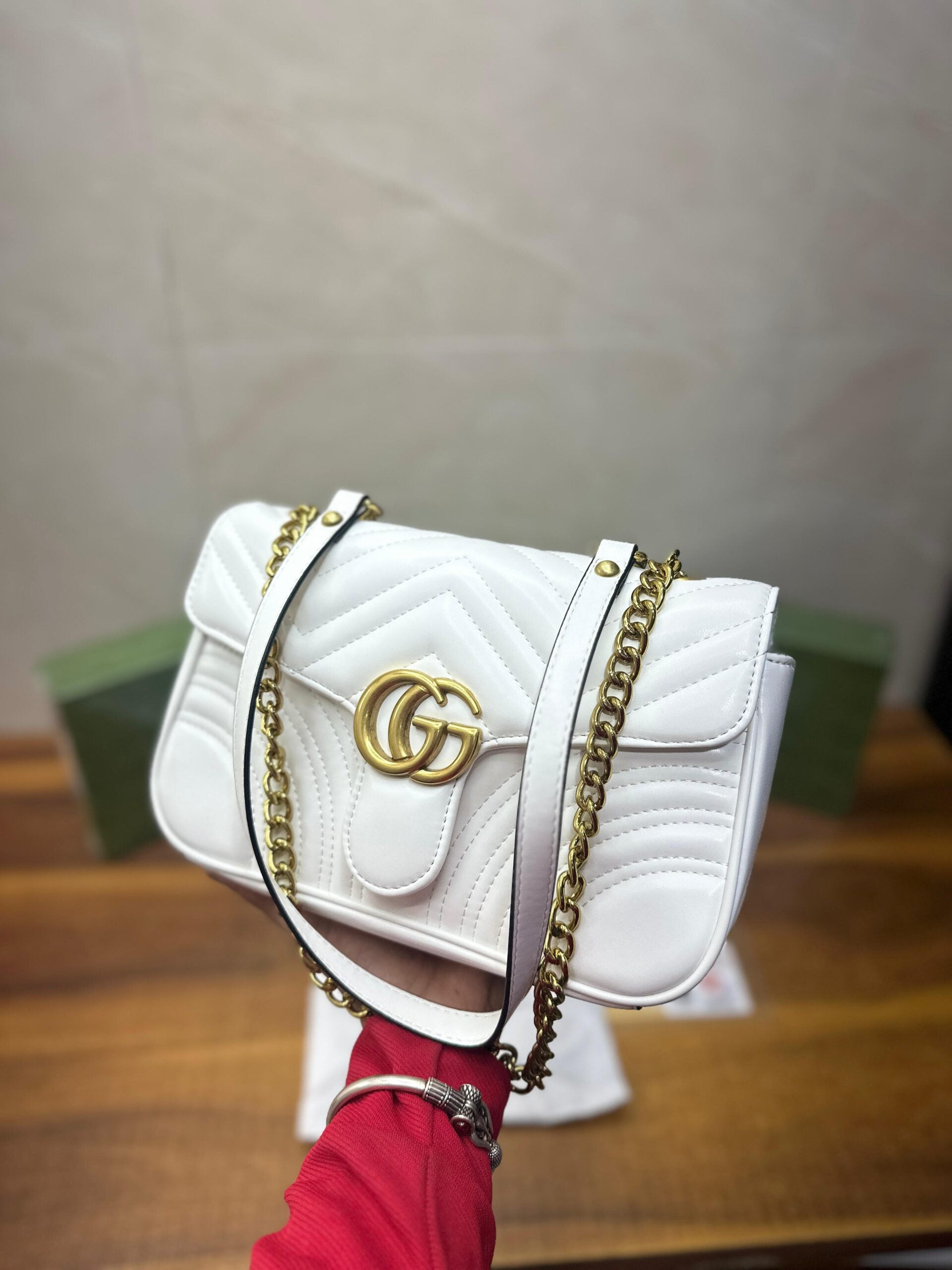 Gucci marmont white clutch
