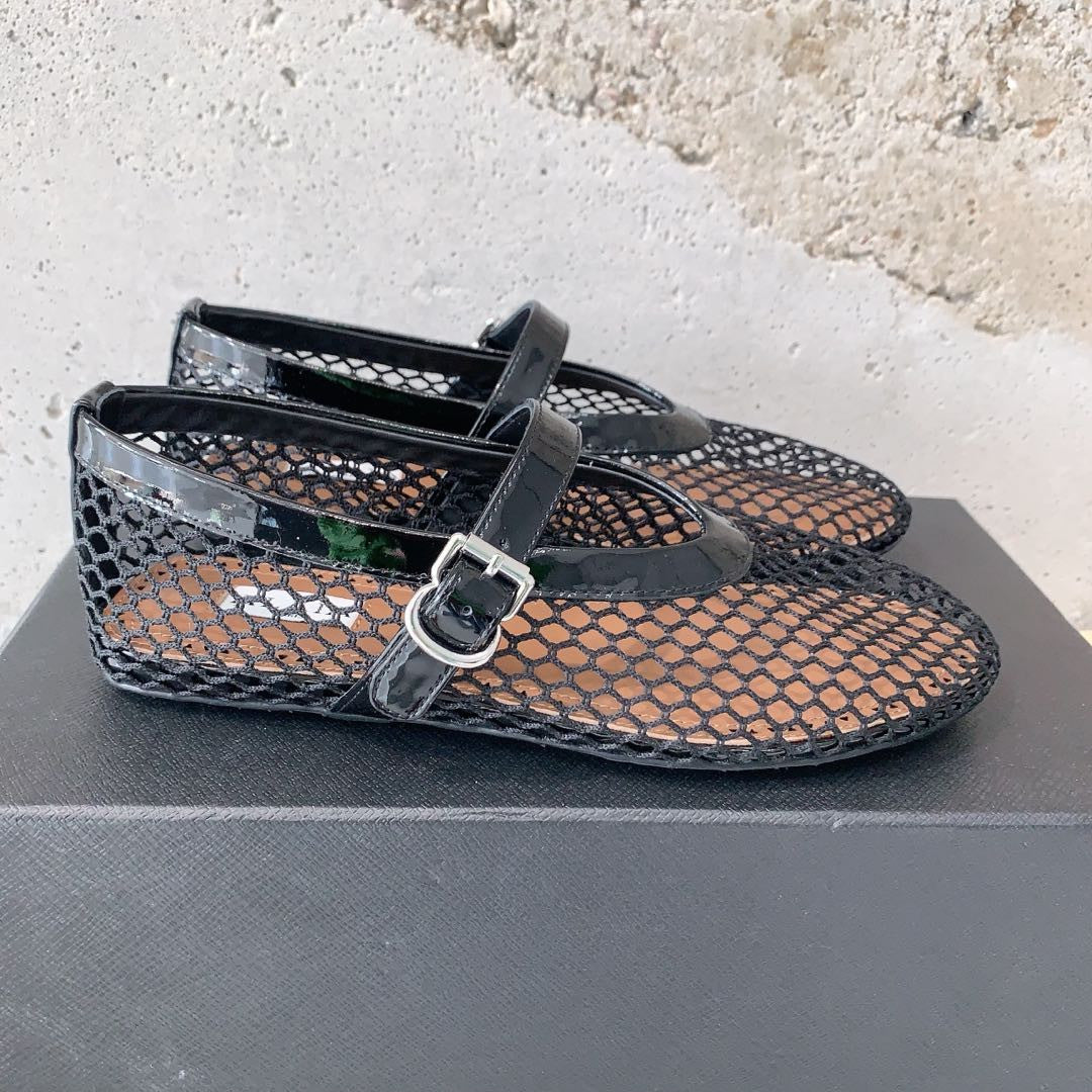 Alaia fishnet ballet flats