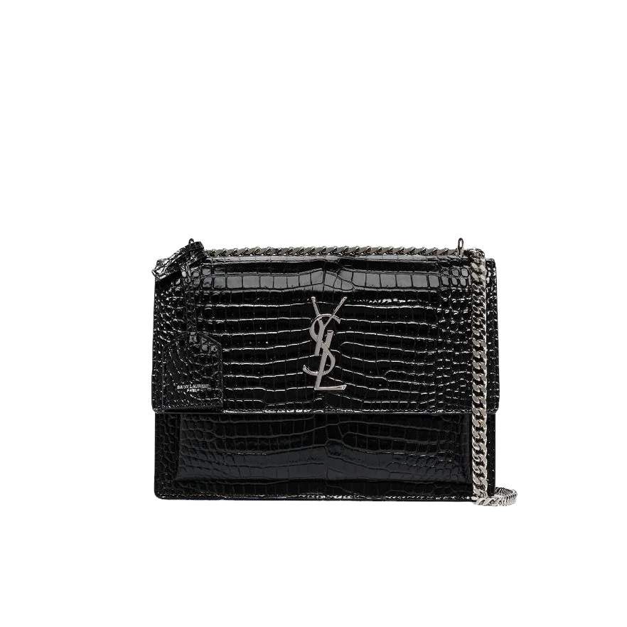 Saint Laurent Sunset Croc Effect Shoulder Bag
