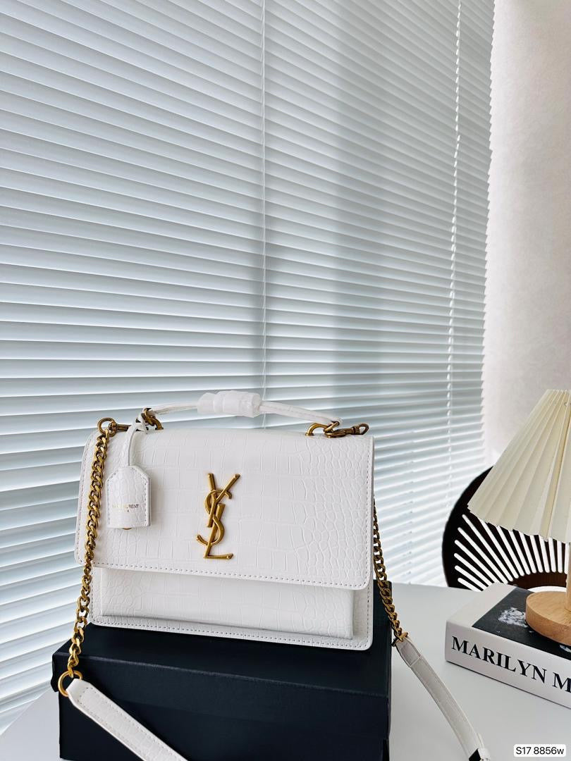 Saint Laurent Sunset Bag In Croco