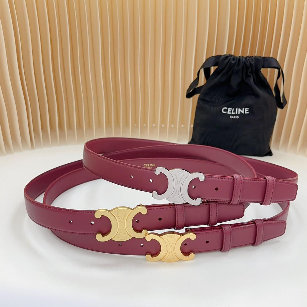 Celine Leather Belt In Bordo