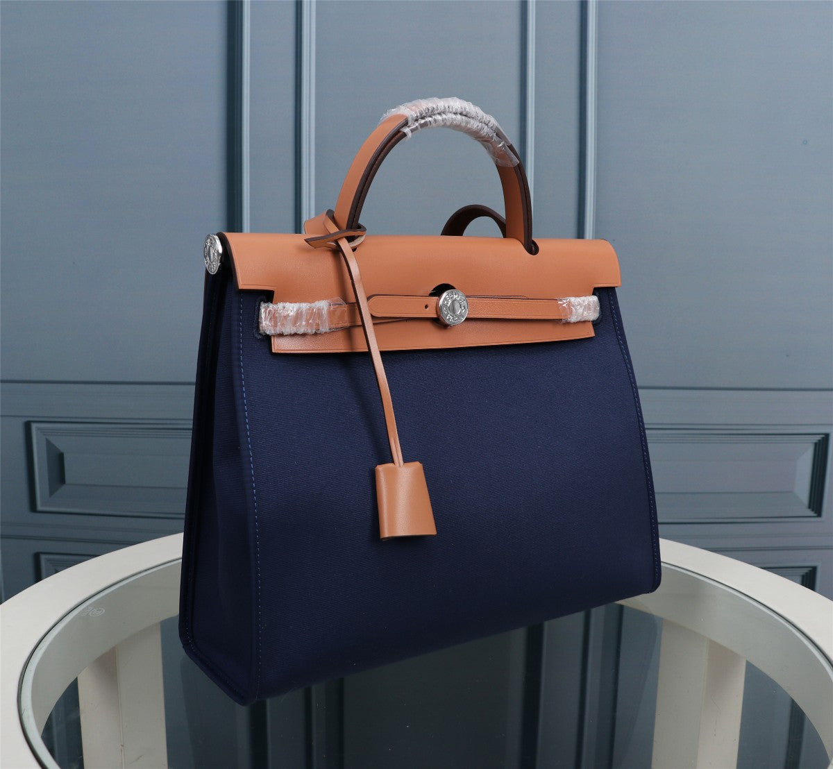 Hermes Herbag dark blue canvas
