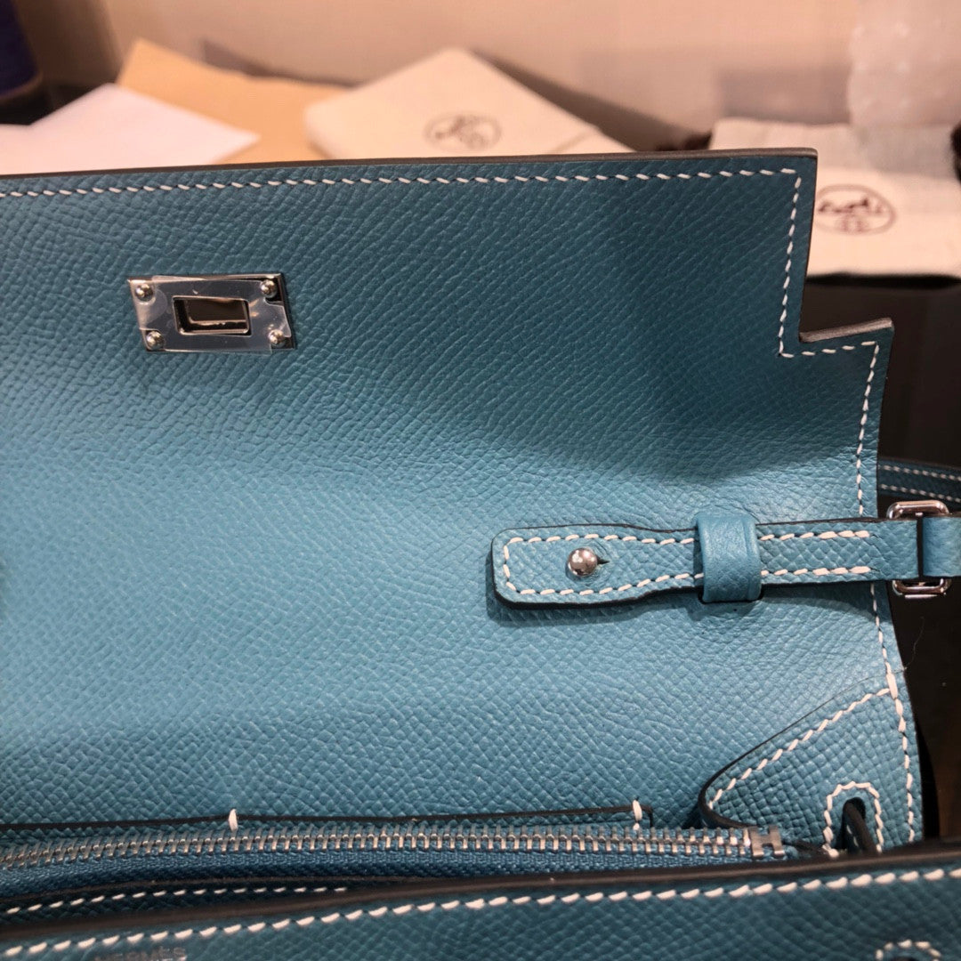 Hermes Kelly Pochette In Sky Blue