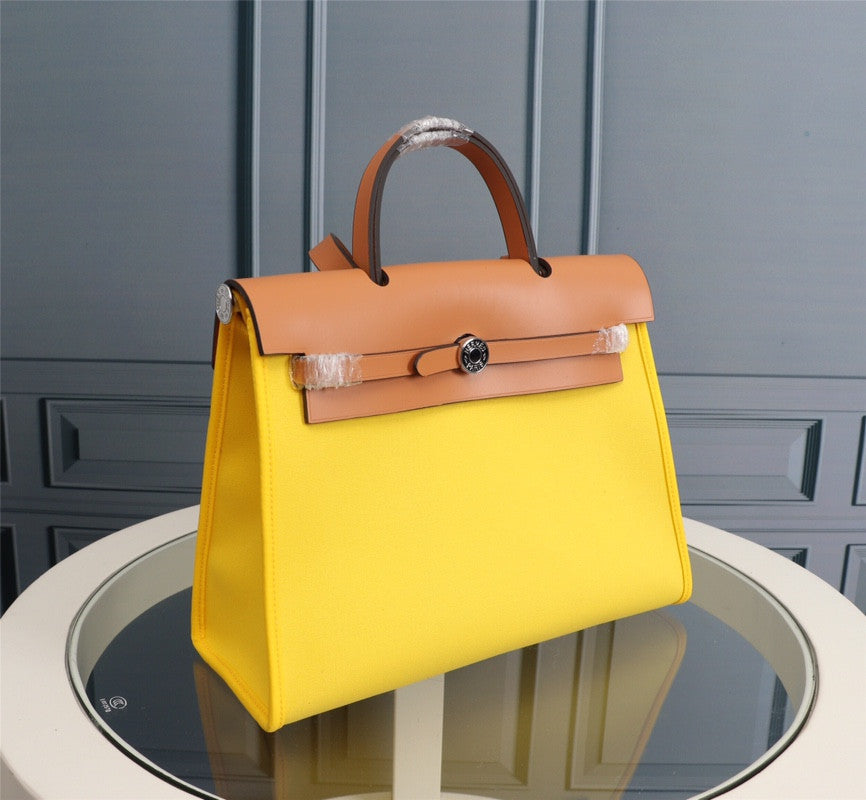 Hermes Herbag yellow canvas