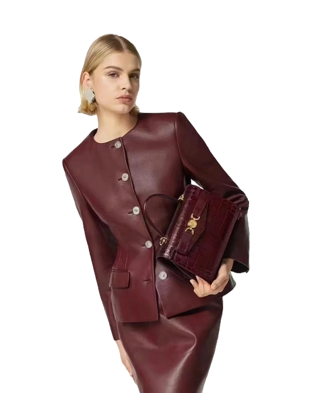 Versace Leather Skirt And Jacket