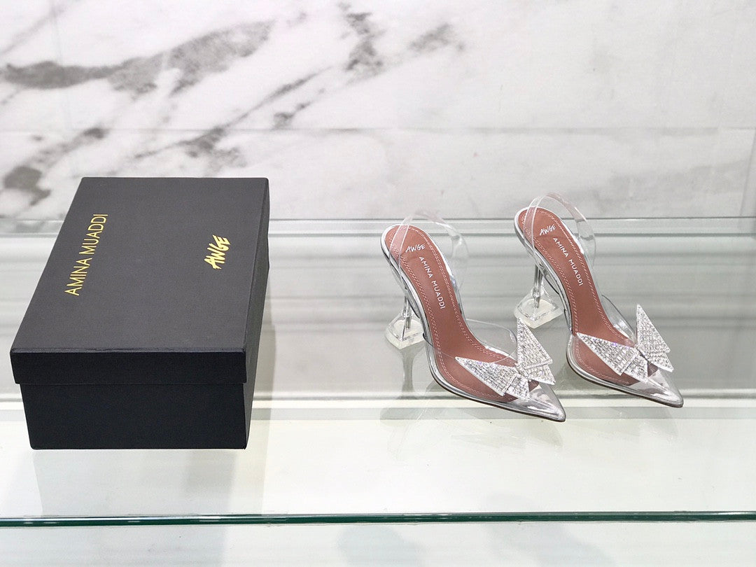 Amina Muaddi Shoes Silver