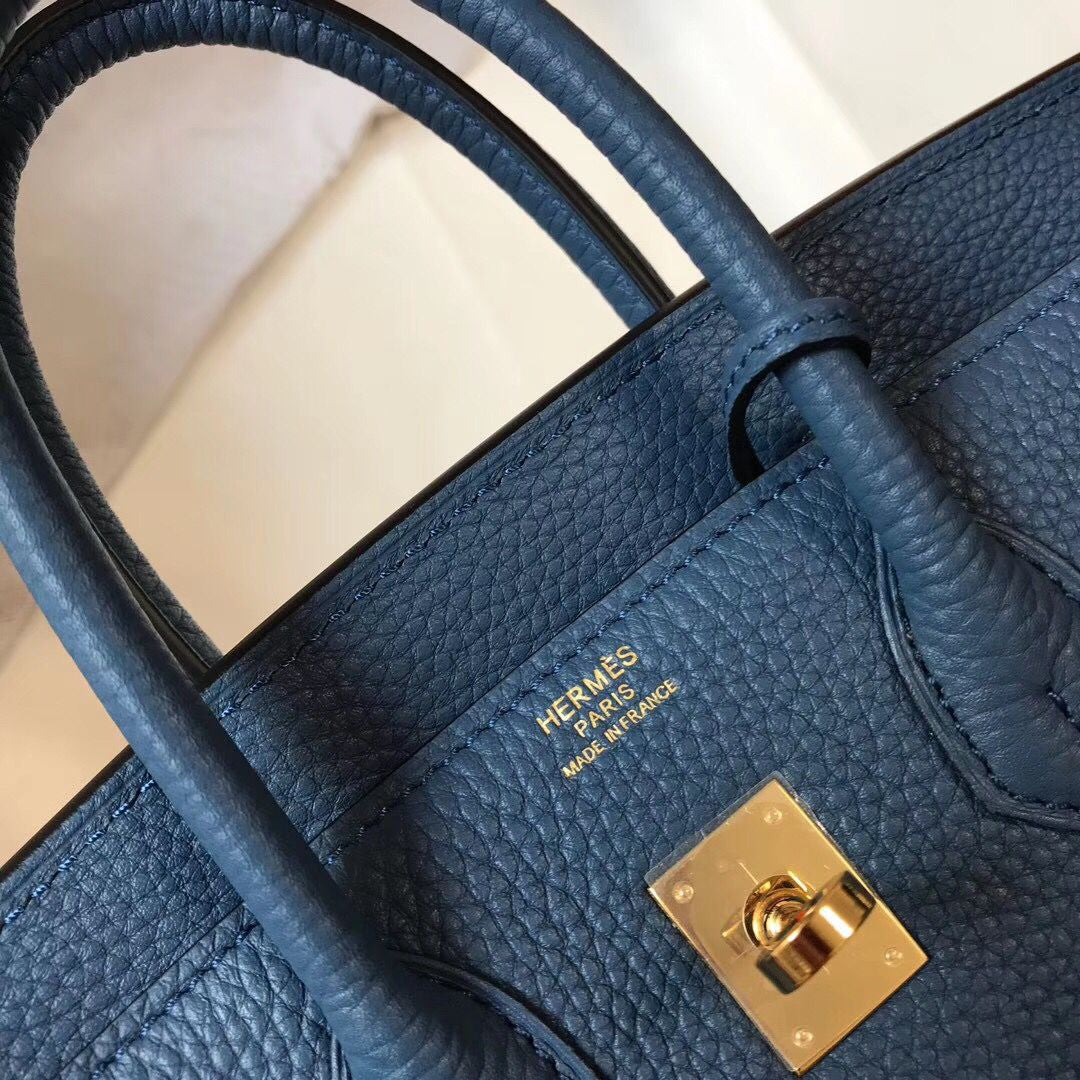 Hermes Birkin In Blue Agate Clemence Leather GHW