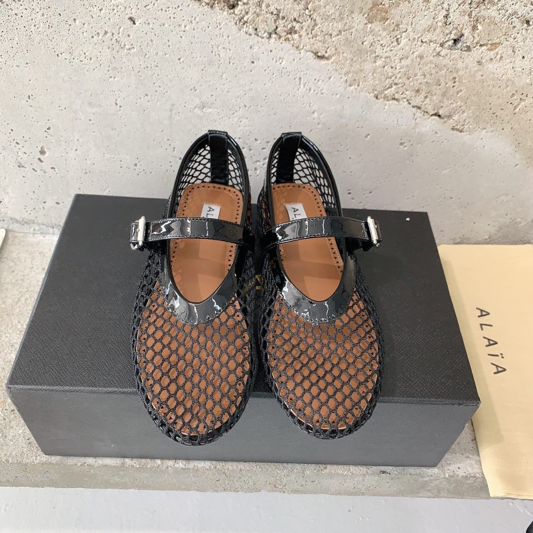 Alaia fishnet ballet flats