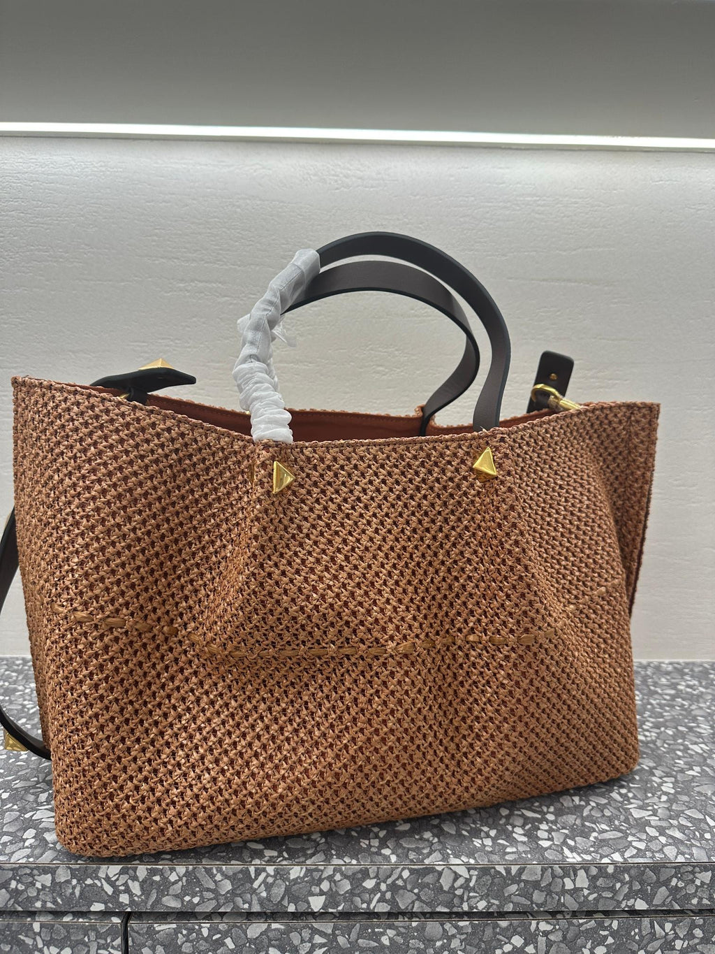 Valentino raffia shopper bag