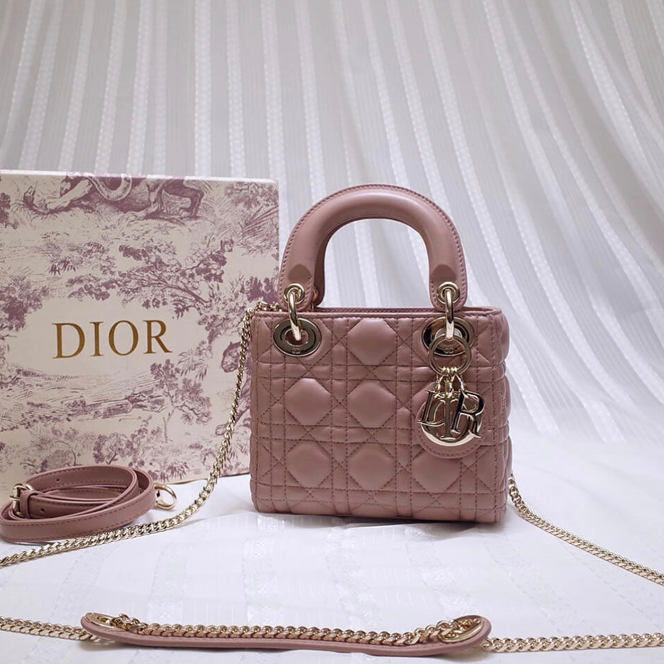 Mini Lady Dior Bag In Pink