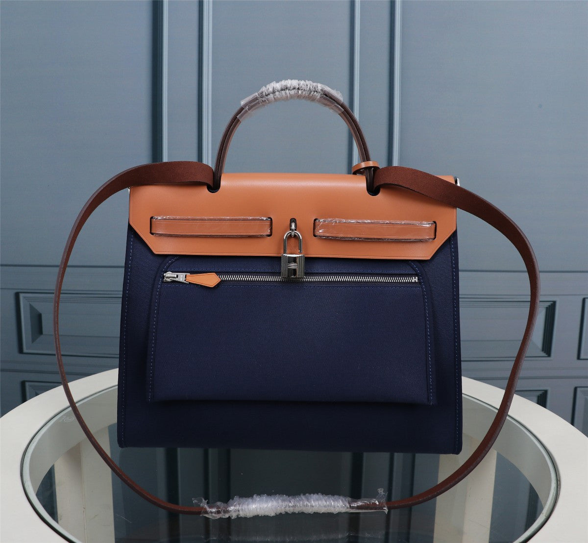 Hermes Herbag dark blue canvas