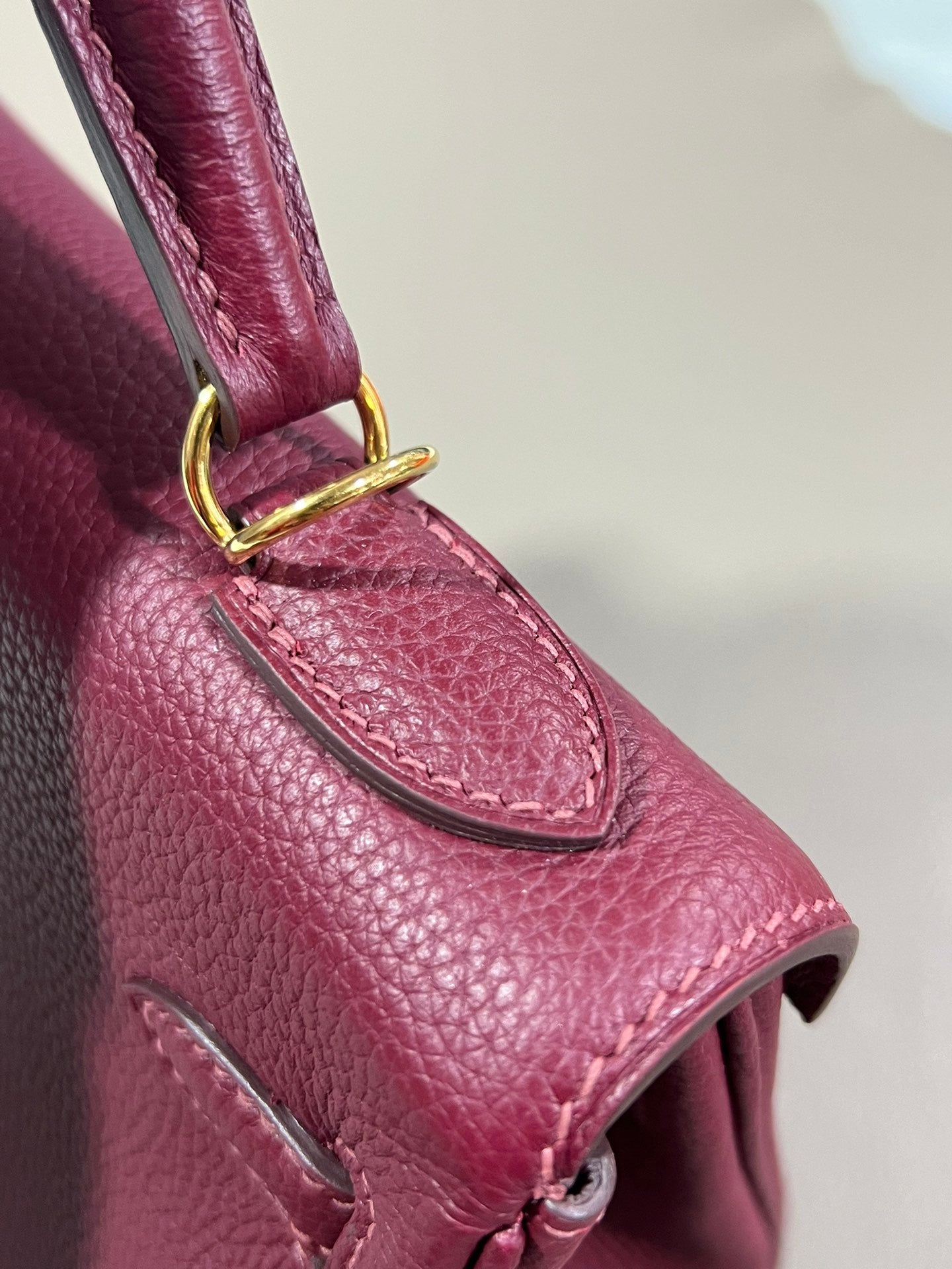 Hermes Kelly Epsom burgundy leather