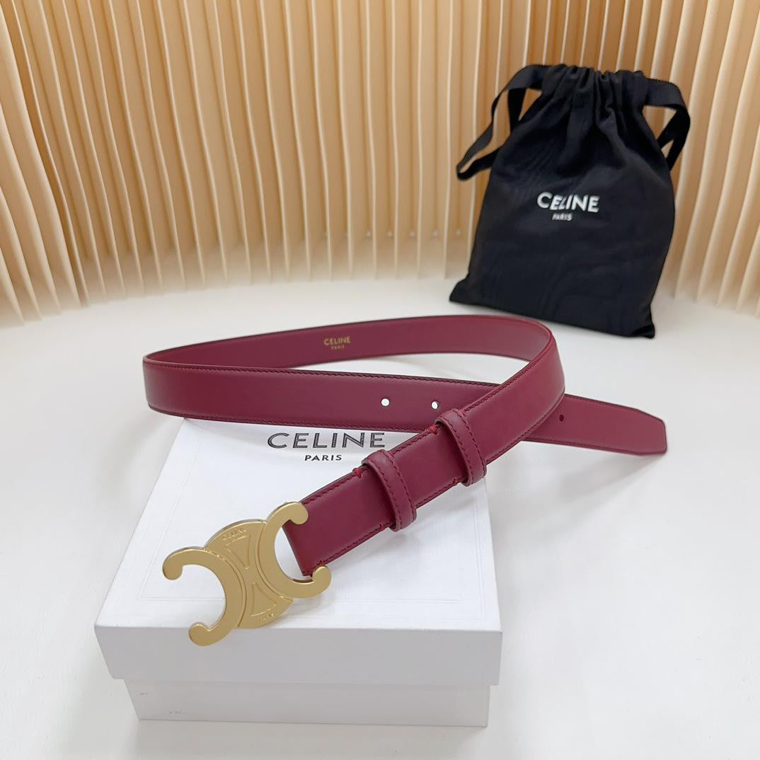 Celine Leather Belt In Bordo